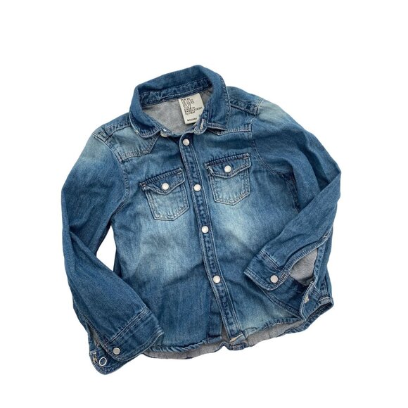 H&M Kids Denim Chambray Long Sleeve Shirt Button Down 1-2 Years - Picture 1 of 3